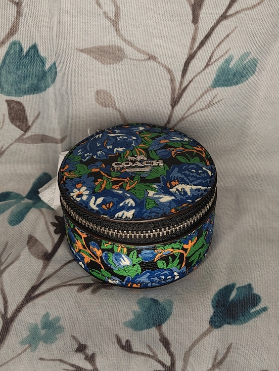 Coach Handbags - COACH Floral Round Leather Jewelry Case